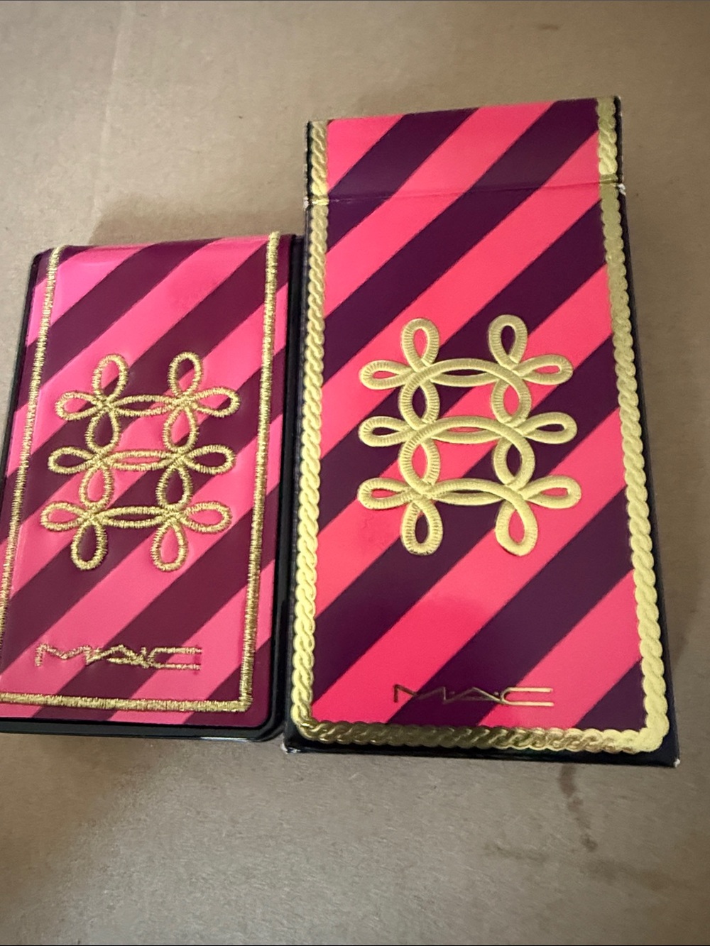 MAC Cosmetics Pink and Purple Striped Cosmetic Case